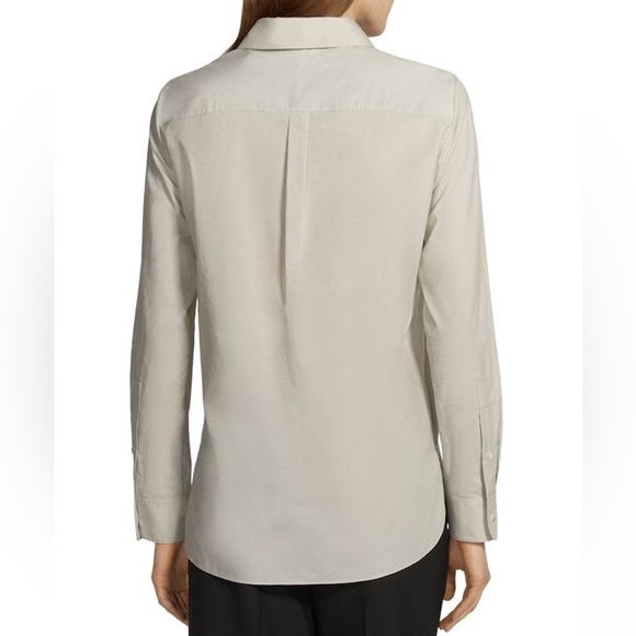 THEORY NWT Straight Cotton Button Shirt Wheat Sz L - Picture 2 of 11